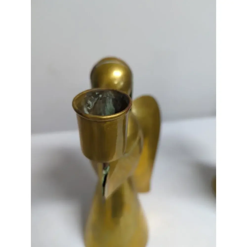 Angel Candle Holders Made In Mexico Copper Brass Set Of 2 Christmas Holiday